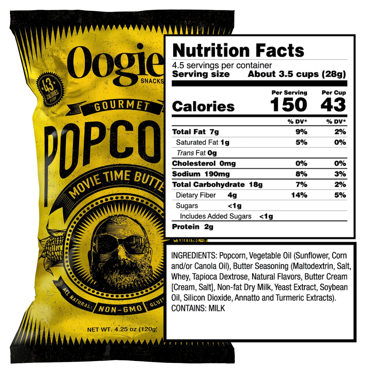 Oogie'S Gourmet Popcorn | 4 Pack | Variety Flavor Pack | Gluten Free Popcorn Snacks | 4.25 Ounce Big Bag