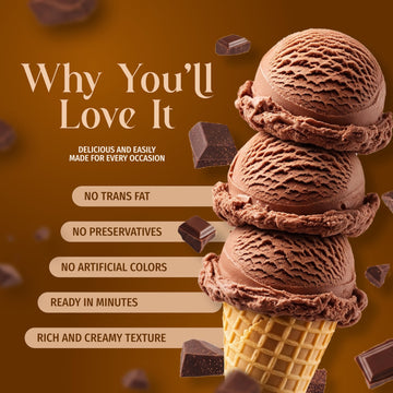 Triple Scoop Chocolate Ice Cream Mix - Makes 2 Quarts, Easy to Use, 1 Pack, Made in USA