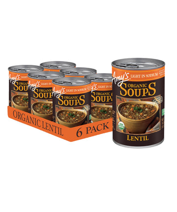 Amy'S Soup, Vegan, Gluten Free, Organic Lentil, Light In Sodium, 14.5 Ounce (Pack Of 6)
