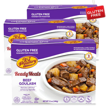 Kosher For Passover Gluten Free Meals, Beef Goulash Stew With Vegetables (3 Pack) Mre Meat Ready To Eat, Prepared Entree Fully C