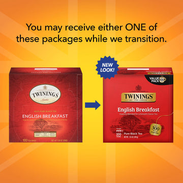 Twinings English Breakfast Black Tea Individually Wrapped Bags, 100 Count (Pack Of 1), Smooth, Flavourful, And Robust, Caffeinat