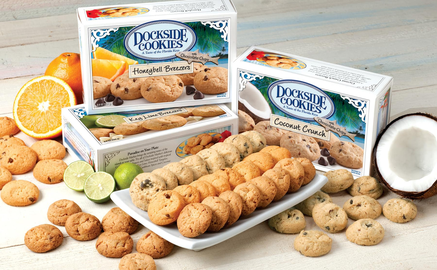 Dockside Market Honeybell Orange Cookies - Crisp & Light Bite Size with Choco Chips - Pack of 3 Boxes