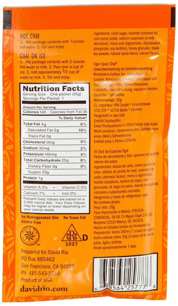 David Rio Chai Tea Single Serve Packets, Tiger Spice, 12 Count (Pack Of 4)