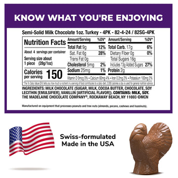 Madelaine Milk Chocolate Turkey Candy - 1 oz Foil-Wrapped Thanksgiving Chocolates - Fun Fall Holiday & D?cor - 4 Pack Individually Wrapped Turkeys
