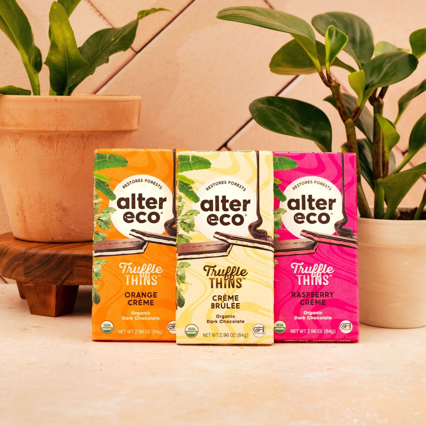 Alter Eco Raspberry Creme Truffle Thins, Chocolate Bar with Gooey Ganache Truffle Filling, Organic, Gluten & Soy-Free, Non-GMO S