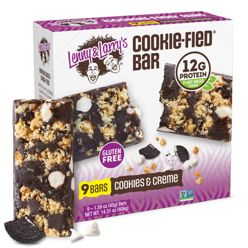Lenny & Larry'S Cookie-Fied Protein Bar - Cookies & Creme Vegan Protein Bars 9X45G - Healthy Snacks With 12G Plant Protein & 5G