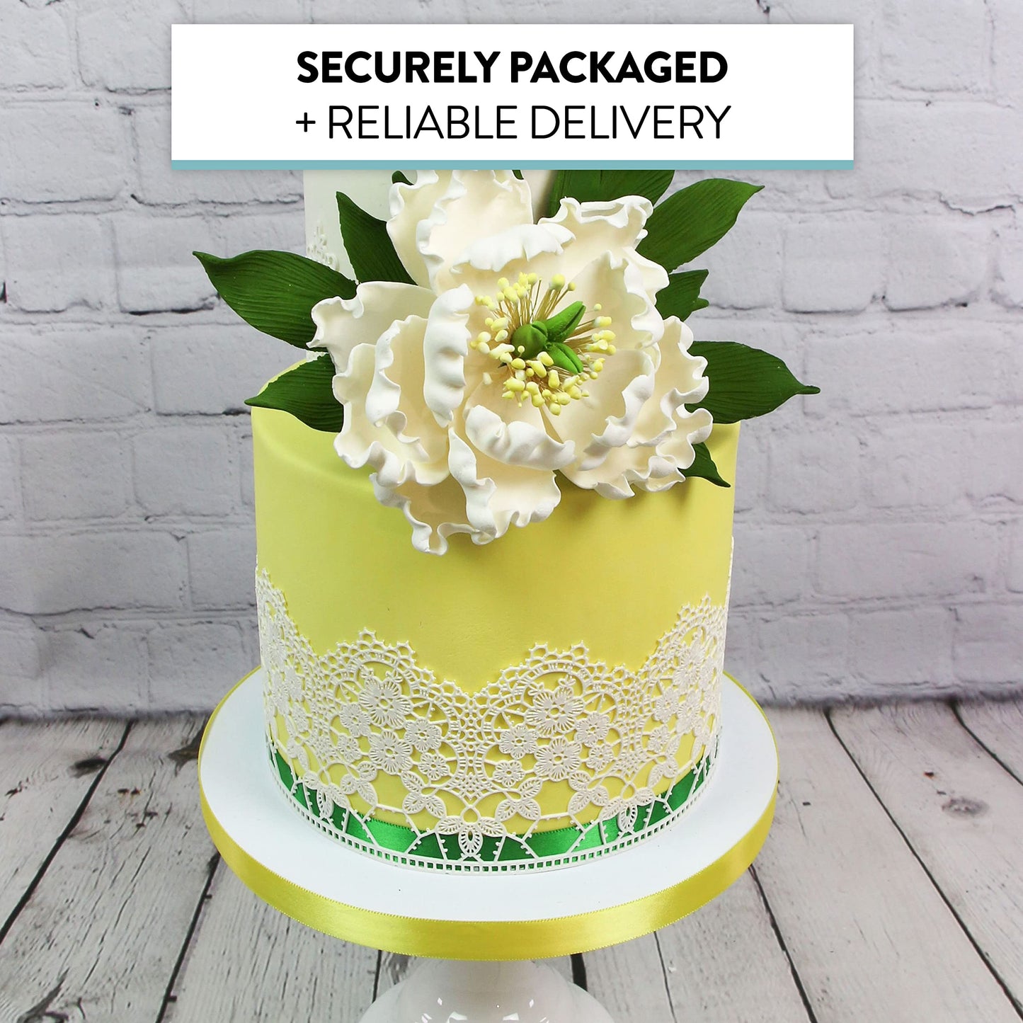 Cake Flowers - Gumpaste Flower For Cakes - White Bloom Peony Decoration For Cakes - Handmade - 3 Count - By Global Sugar Art And