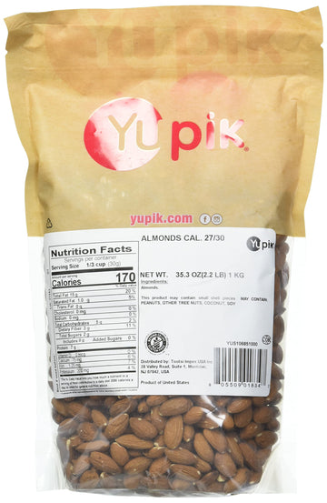 Yupik California Raw Almonds, Small Size, 2.2 Lb, Gluten-Free, Kosher, Salt-Free, Source Of Protein, Fiber, Iron & Calcium, Heal