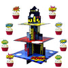 Superhero Cupcake Stand With 24Pcs Superhero Cupcake Toppers Superhero Party Decorations Cupcake Tower For Boys Superhero Birthd