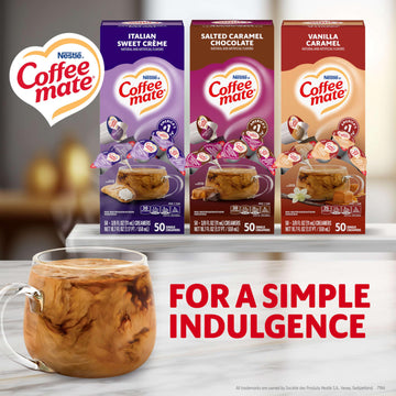 Nestle Coffee Mate Creamer Singles Variety Pack, Italian Sweet Creme, Salted Caramel Chocolate, Vanilla Caramel Non Dairy, No Re