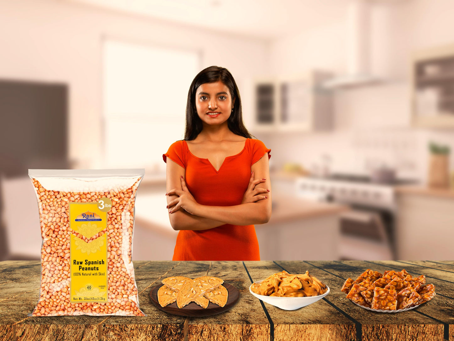 Rani Raw Spanish Peanuts 100% Natural With Skin (Uncooked, Unsalted) 48Oz (3Lbs) 1.36Kg Bulk ~ Vegan | Gluten Friendly | Fresh P