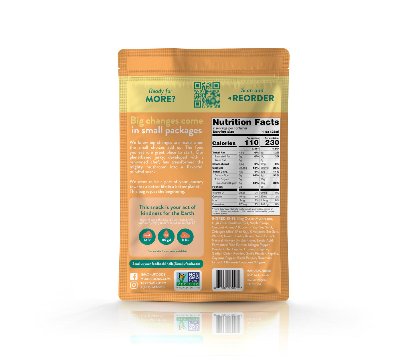 Moku Plant-Based Mushroom Jerky, Hawaiian Teriyaki, Sweet And Spicy, Original (8 Pack) Vegan Jerky, Gluten Free, Soy-Free, Non-G