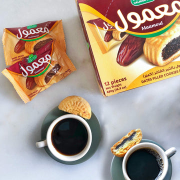 Hb Halwani Bros Cookies, 100% All Natural Mamoul Made With Premium Saudi Dates, Shortbread Biscuits, Date Filled, Slightly Sweet 12Ct. 16.9 Oz