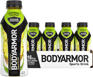 Bodyarmor Sports Drink Sports Beverage, Pineapple Coconut, Coconut Water Hydration, Natural Flavors With Vitamins, Potassium-Packed Electrolytes, Perfect For Athletes, 16 Fl Oz (Pack Of 12)