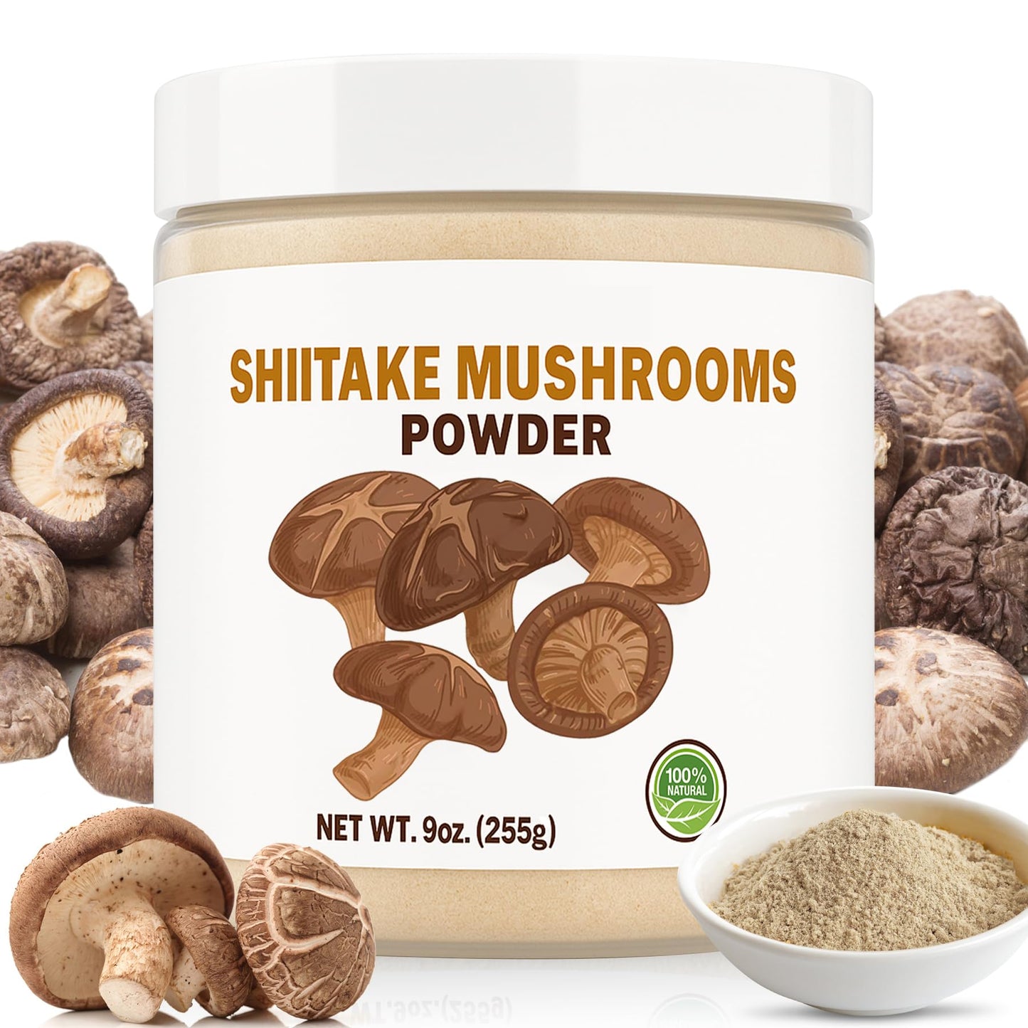 9Oz Shiitake Mushroom Powder Umami Seasoning - Made Of Natural Dried Shiitake Mushrooms For Risotto Soups Meat Rubs And Mushroom Coffee Airtight Freshness Jar