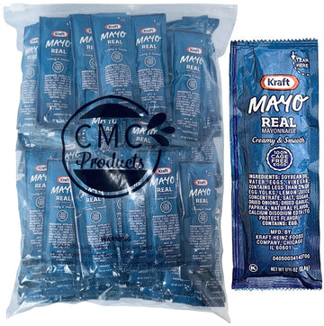 Bag-N-Dash 100 Kraft Real Mayo Condiment Packs - Single Serve Packets Of Mayo W/ Plastic Food Bag & Slide Seal For Easy Storage