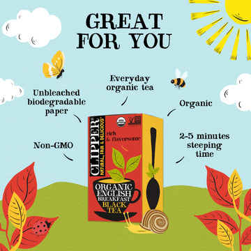 Clipper Tea Organic Fairtrade English Breakfast, Big Ben - Usda Organic, Non-Gmo, Fair Trade, Sustainable Caffeinated Tea, 1 Pac