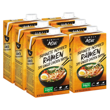 Simply Asia Japanese Inspired Ramen Soy Ginger Chicken Broth, 26 fl oz (Pack of 6)
