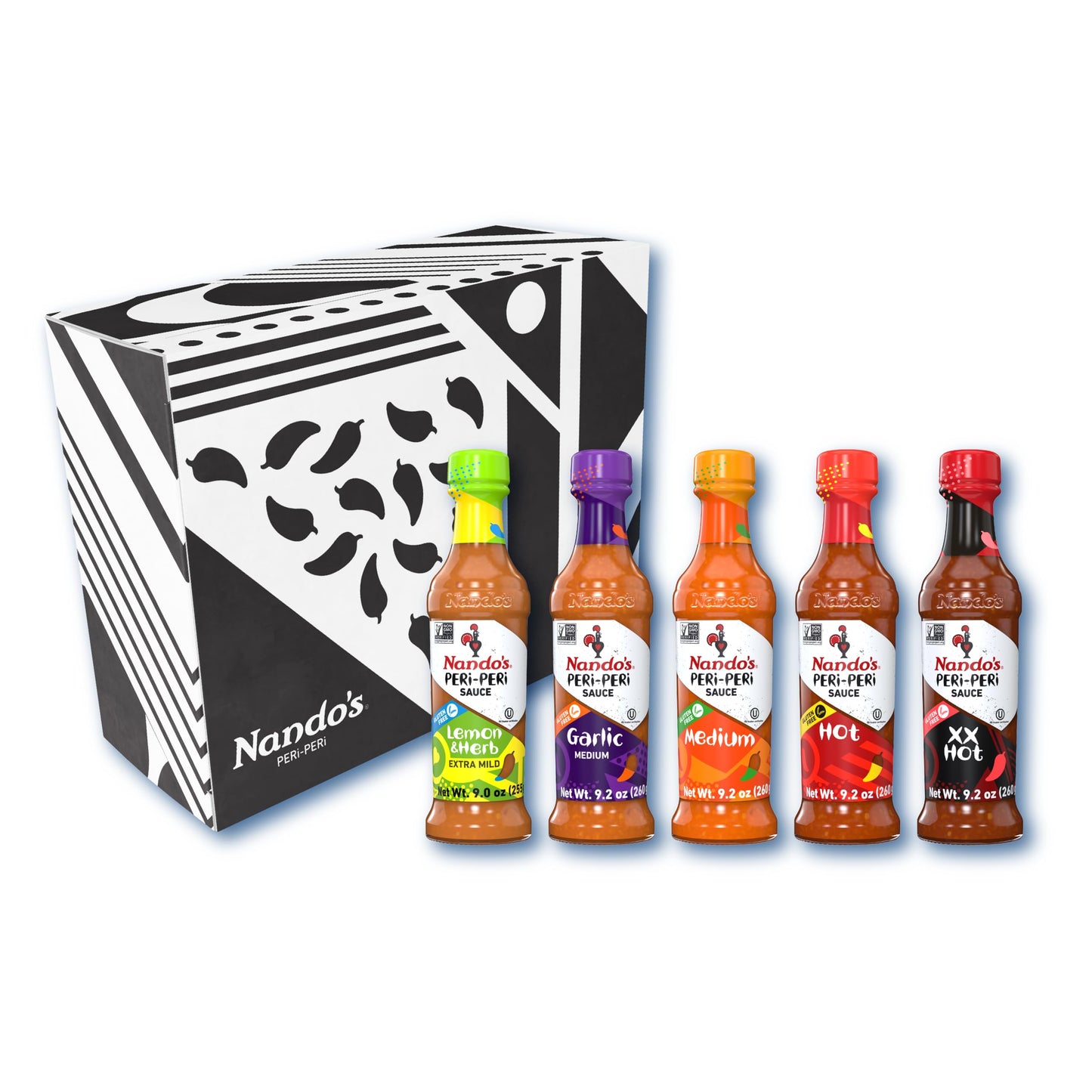 NANDOS PERI-PERI Hot Sauce Gift Set - Spicy Sauces for Meat or Veg - Limited Edition - 26.5 cm x 6.7 cm x 45.4 cm