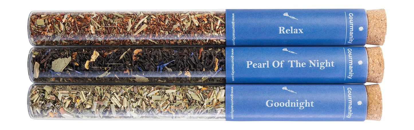 Gourmanity Bedtime Tea Sampler Gift Set, Naturally Calming Herbal Blends, Warm Up And Snuggle Down With Our 3 Sleepy Tea Flavors