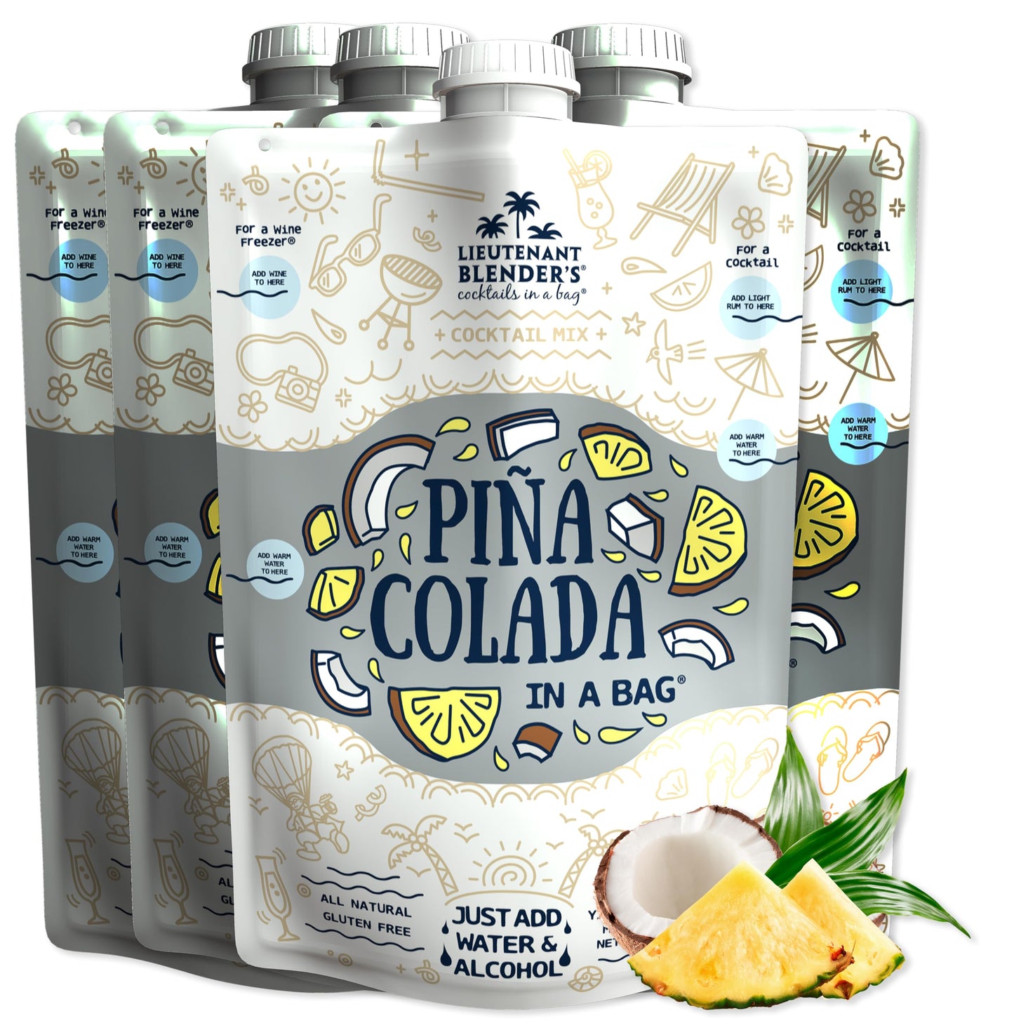 Lt. Blender Pina Colada Drink Mix, Pack of 4, 1/2 Gallon