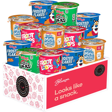 Cereal Cups Variety Pack - Single Serve Breakfast Cereal Assortment - Mini-Wheats, Frosted Flakes, Froot Loops, Apple Jacks - Ca