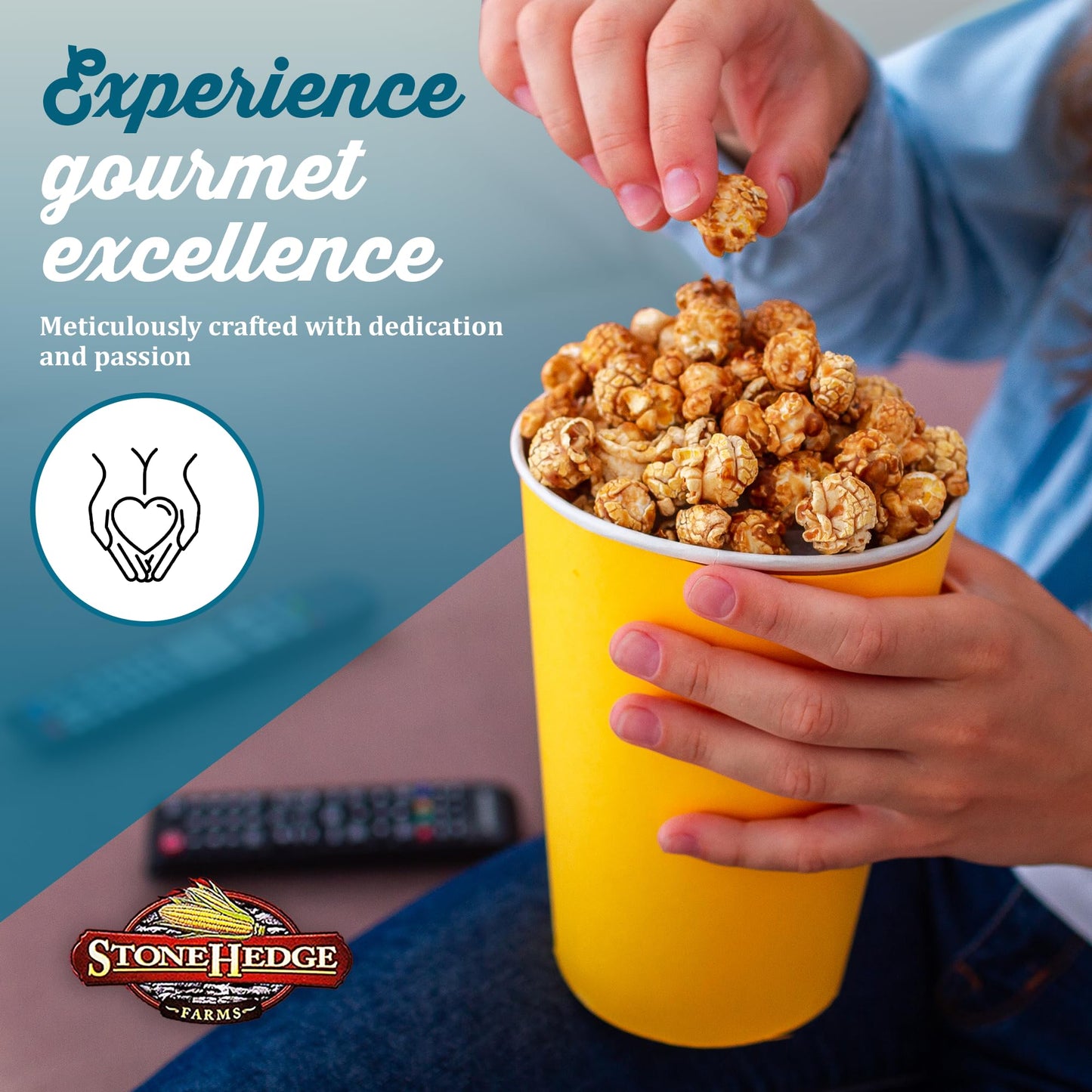 Stonehedge Farms Salted Caramel Flavored Popcorn - 32 Oz Large Tub - Bulk Gourmet Deliciously Old Fashioned Popped Sweet Snacks