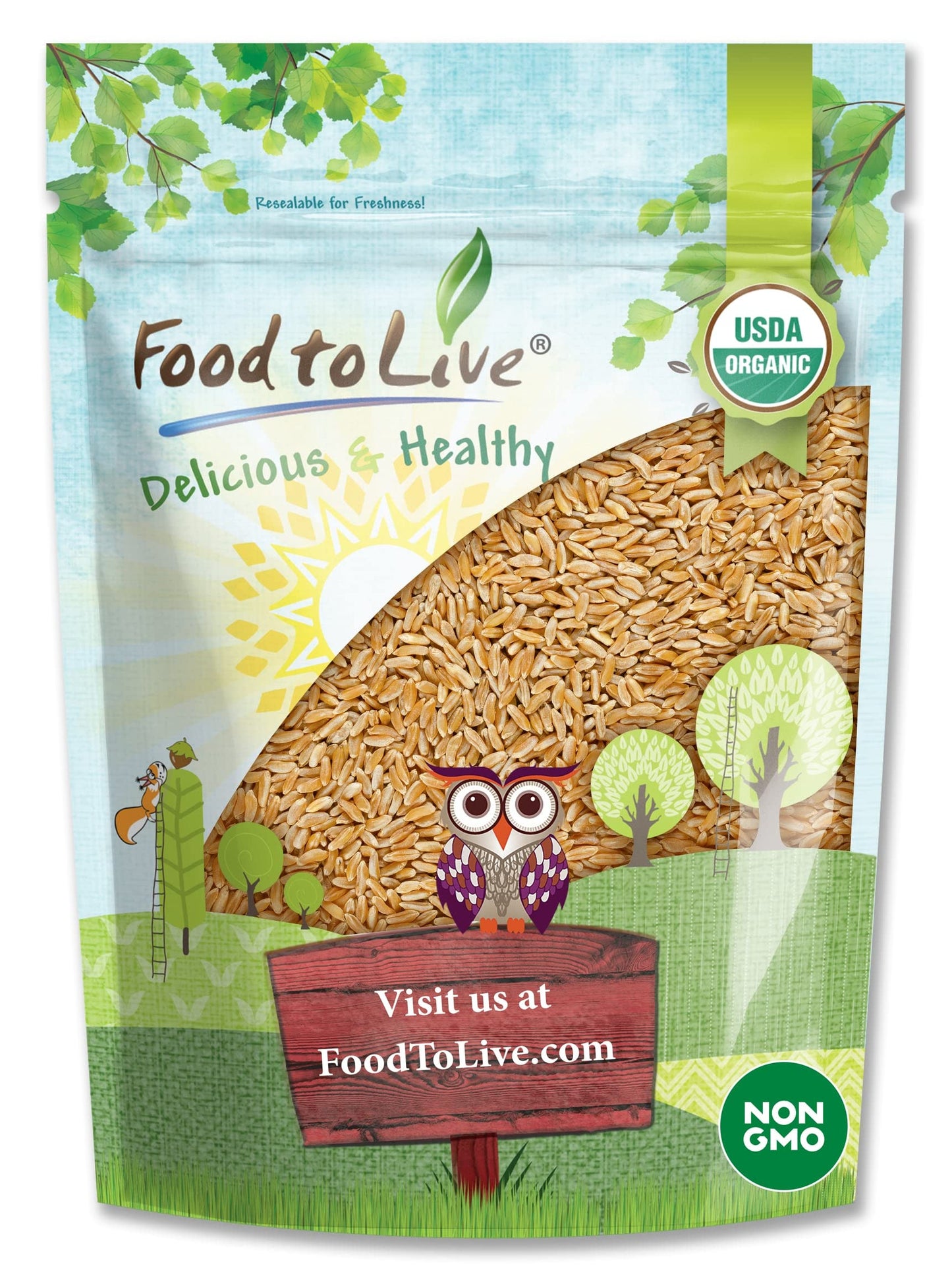 Food to Live Organic KAMUT Khorasan Wheat Berries, 5 Pounds - 100% Whole Grain, Sproutable for Wheatgrass, Non-GMO, Kosher, Bulk