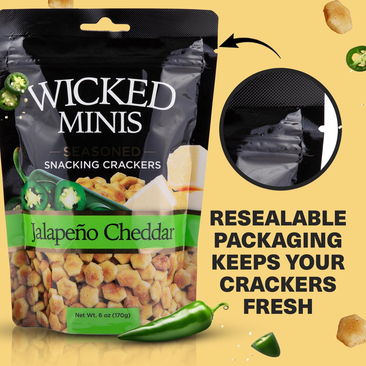 Wicked Mix Mini Puffed Soup ers, Jalapeno Cheddar, 6 Ounce Bag, Pack of 3