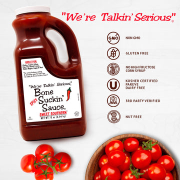 Bone Suckin' Spicy Sweet Southern Bbq Sauce, All-Purpose Barbecue Sauce, Gluten-Free, Non-Gmo, Kosher, Sweetened W/Cane Sugar &