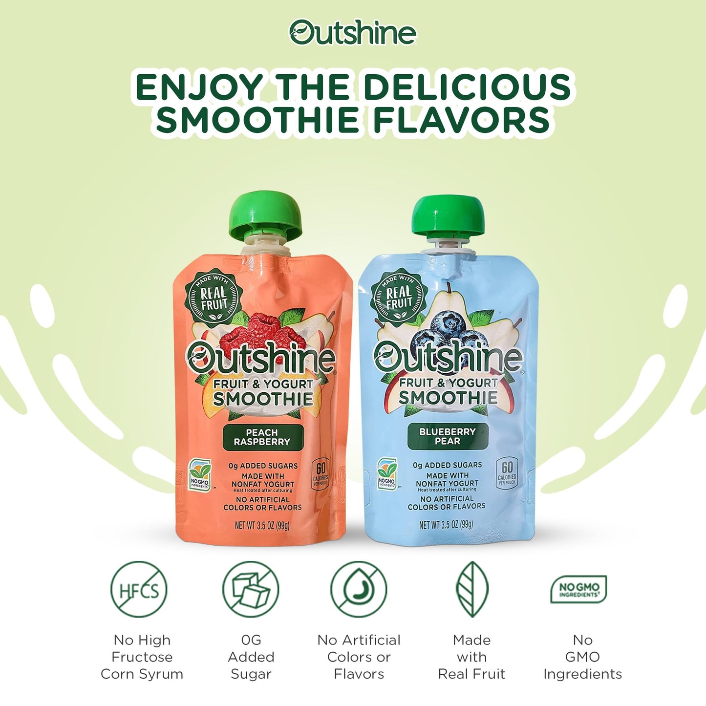 Outshine Fruit Smoothie Pouches Variety Pack - Ready-to-Drink Smoothies -Perfect for Kids and mature-themed On-the-Go -Fruit & Yogurt Pouches for Snacking - (24 Count)