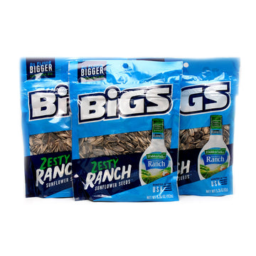 Zesty Ranch Bigs Sunflower Seeds, 3-5.35 Ounce Bags Bundled With A Jfs Recipe Card, Double Coated With Hvr