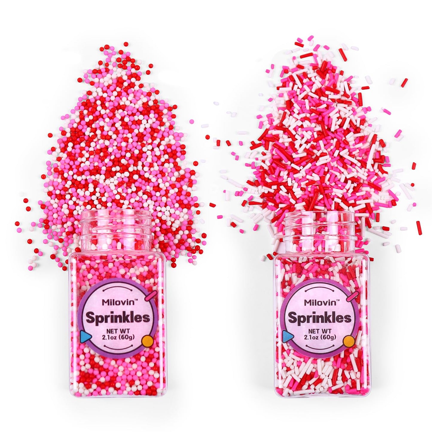 Edible Valentine Sprinkles for Baking, Valentine Jimmies Sprinkle, Nonpareils Sprinkle, White Pink and Red Sprinkles for Cookies