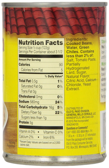 Old El Paso Green Chiles Refried Beans, 16 Oz. (Pack Of 12)