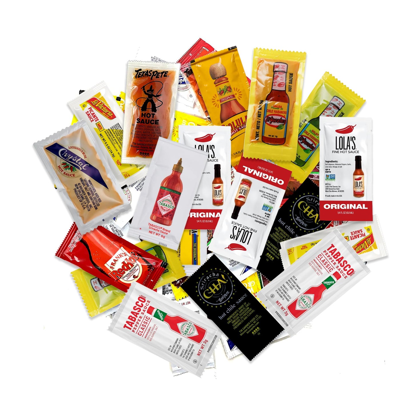 Hot Sauce Variety Pack Of 96 Condiment Packets. 8 Each Of 12 Flavors Care Package Gift Basket By Rebel Smuggling Galactic Emporium
