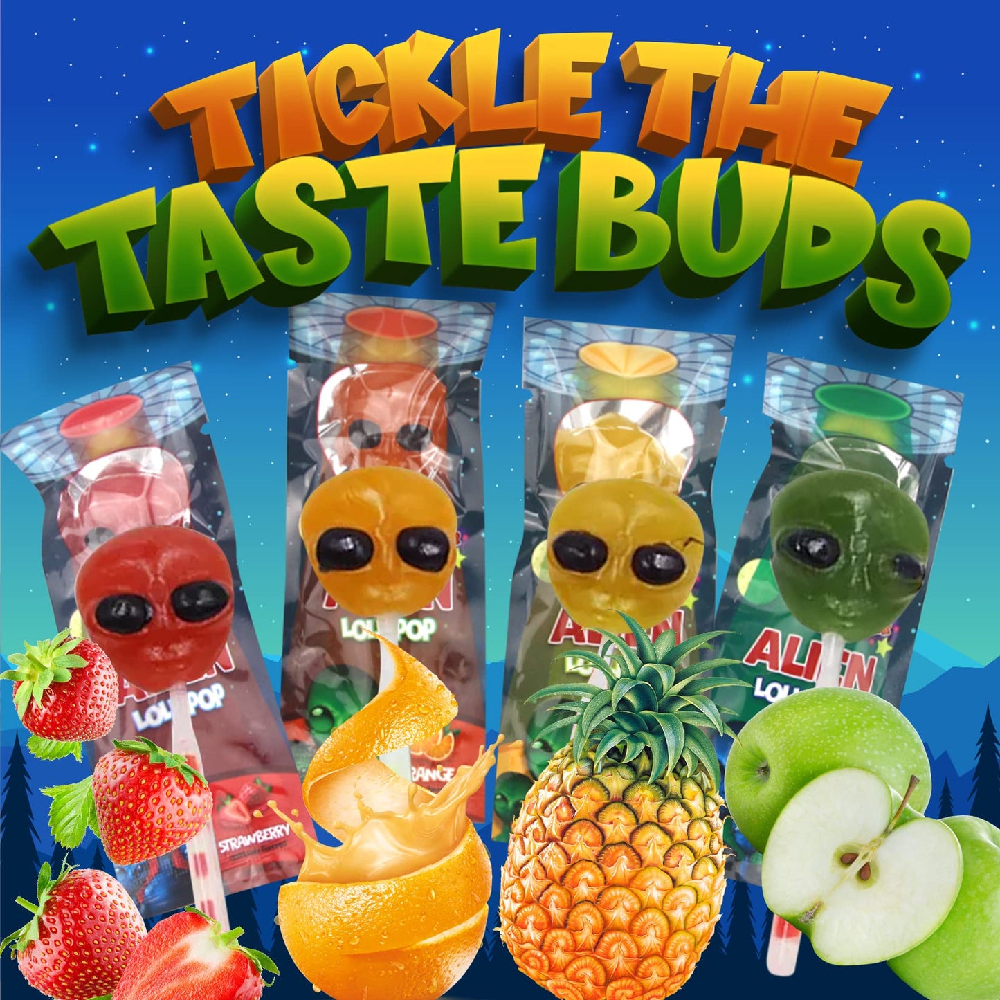 Fusion Select Alien Halloween Lollipops - Trick Or Treat Candies For Kids - Extraterrestrial Themed Halloween Candy Lollipops For Space Themed Events & Birthday Parties - Individually Wrapped Treats