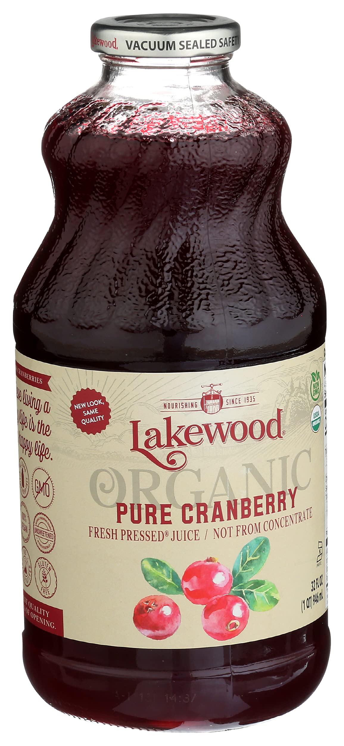 Lakewood Organic Cranberry Juice, 32 Fl Oz