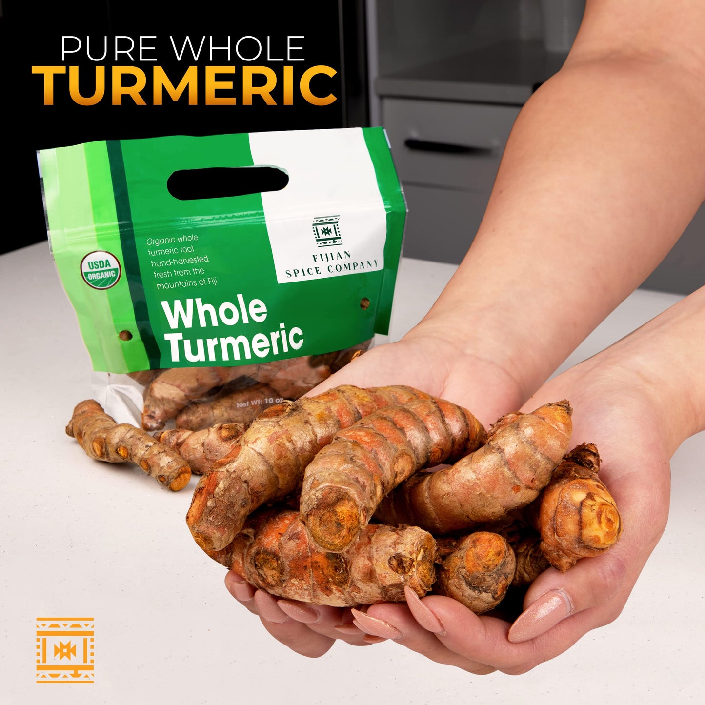 Fresh Organic Turmeric Root - 2 Lb Whole Raw Root by Fijian Spice Company, Premium Quality Spice for Health and Wellness