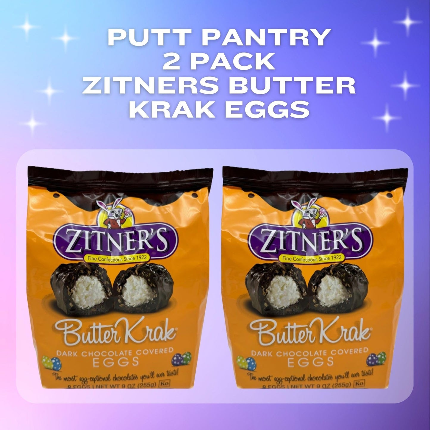 Zitner'S Easter Bundle - 2 Bags Of Zitner'S Butter Krak Eggs, 16 Individually Wrapped Eggs In Total (2 Bags, Butter Krak)