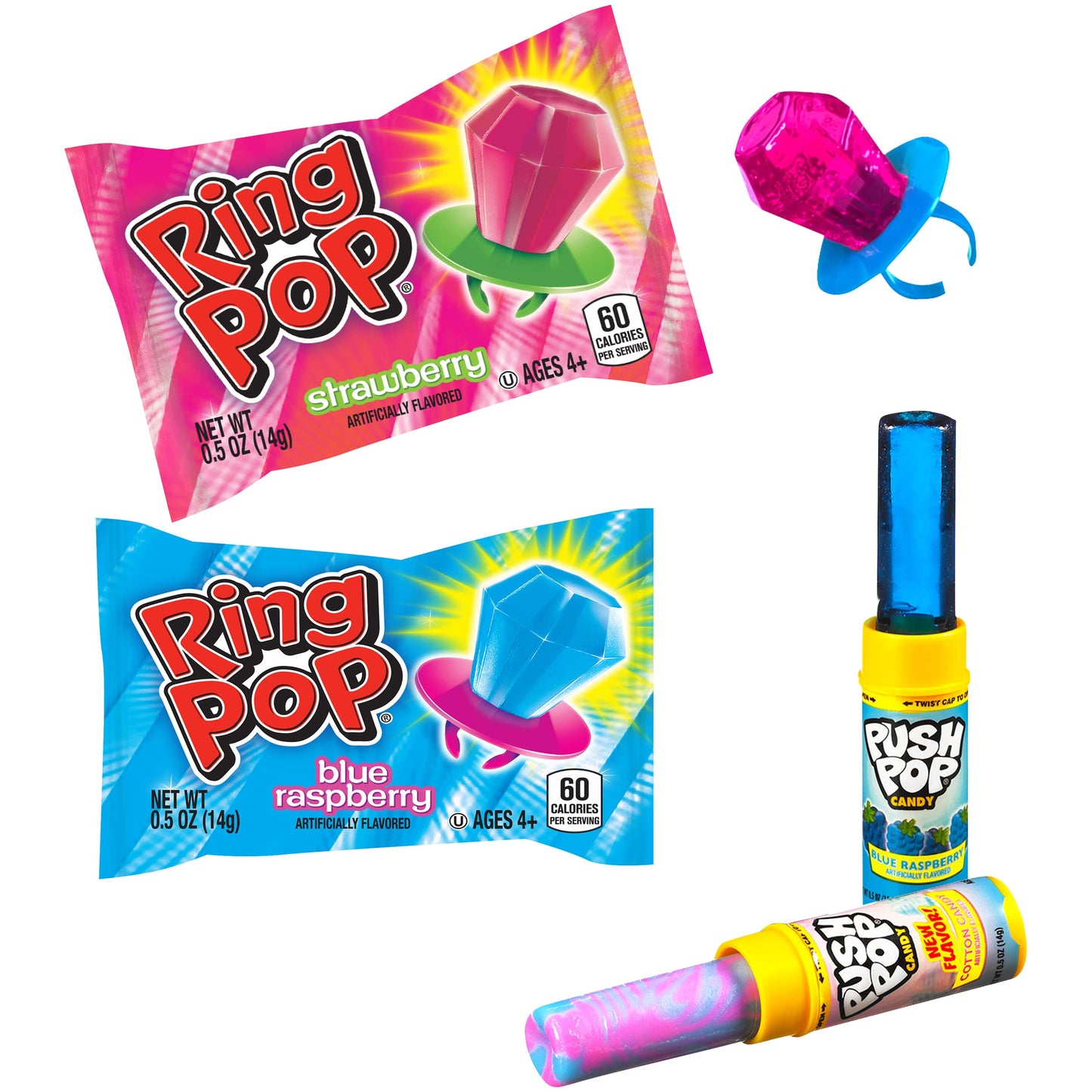 Bazooka Candy Brands Variety Candy Box - 30 Count Lollipops W/ Assorted Flavors From Ring Pop & Push Pop- Fun Candy For Birthdays, Party Favors, And Celebrations