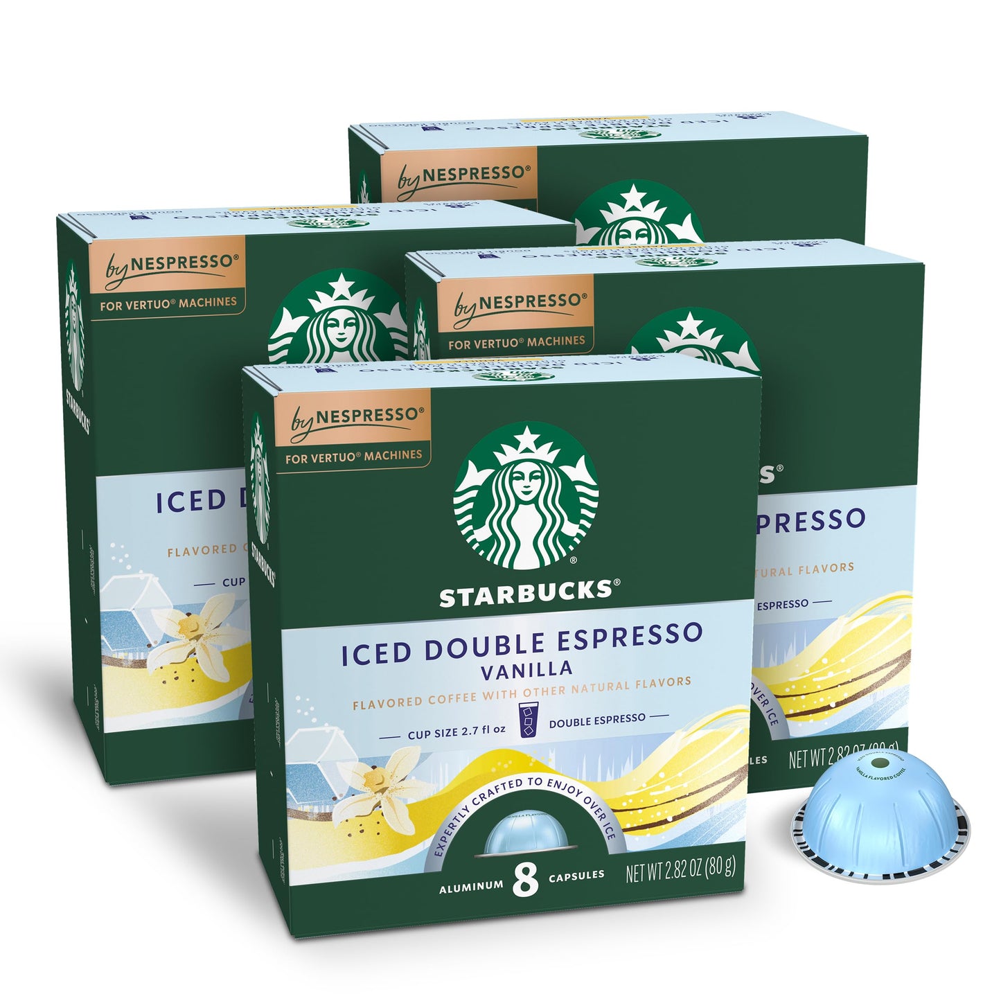 Starbucks By Nespresso Vertuo Iced Vanilla 32-Count Coffee Pods Brews 2.7 Oz.