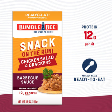 Bumble Bee Snack on the Run BBQ Chicken Salad with Crackers Kit, 3.5 oz (Pack of 12) - Ready to Eat, Spoon Included - Shelf Stab