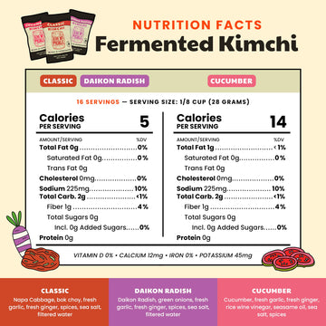 Olive My Pickle Fermented Kimchi Variety Pack - 48 oz | Classic, Cucumber & Daikon Radish Kimchi | Probiotic Gut Health, 3 Pack