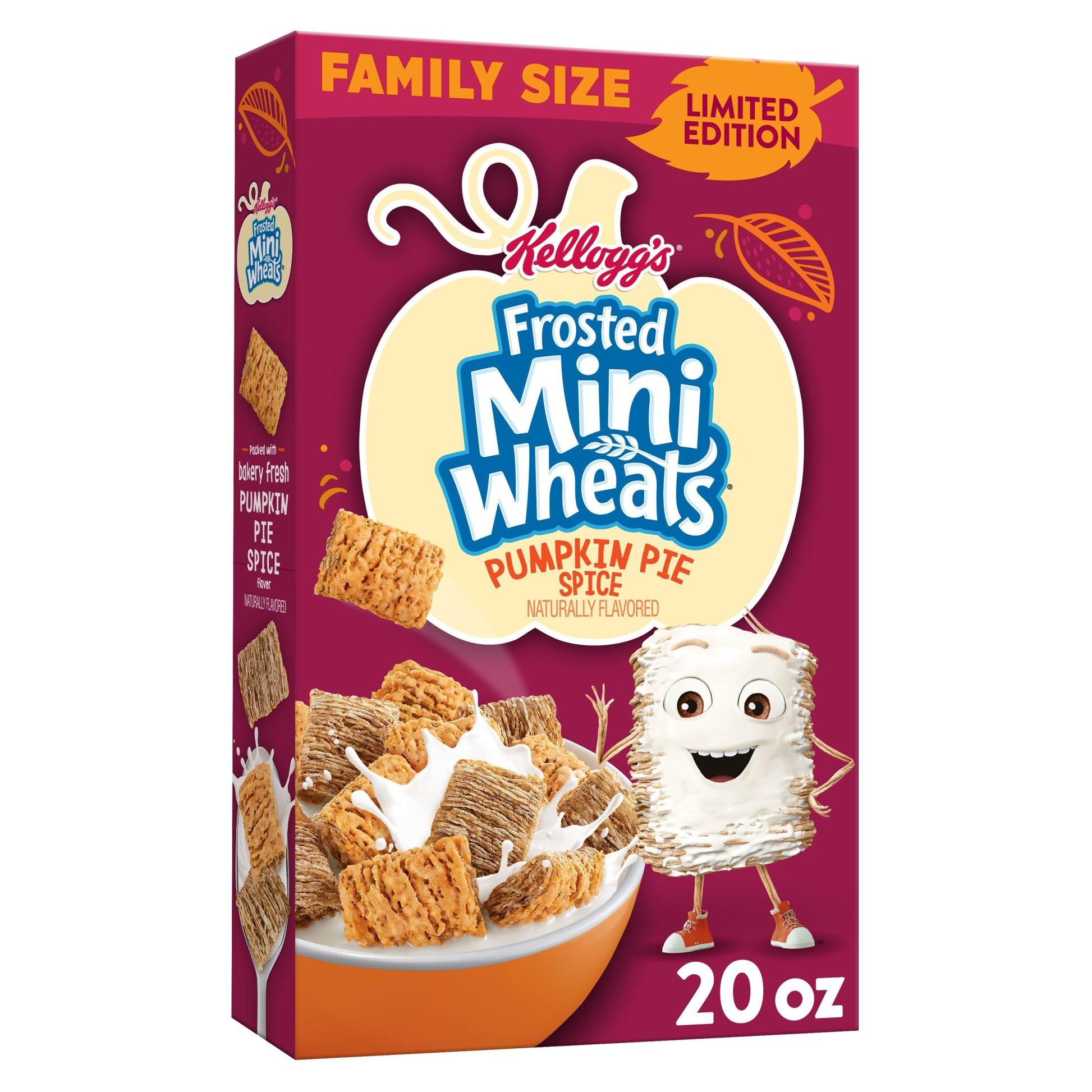 Kelloggs Frosted Mini-Wheats Breakfast Cereal, Kids Cereal, Family Breakfast, Family Size, Pumpkin Pie Spice, 20oz Box (1 Box)