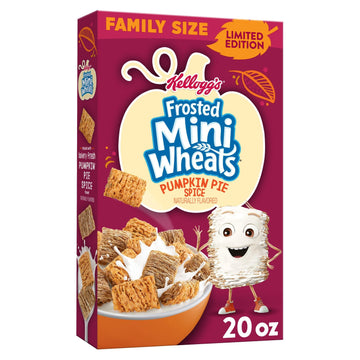 Kelloggs Frosted Mini-Wheats Breakfast Cereal, Kids Cereal, Family Breakfast, Family Size, Pumpkin Pie Spice, 20oz Box (1 Box)