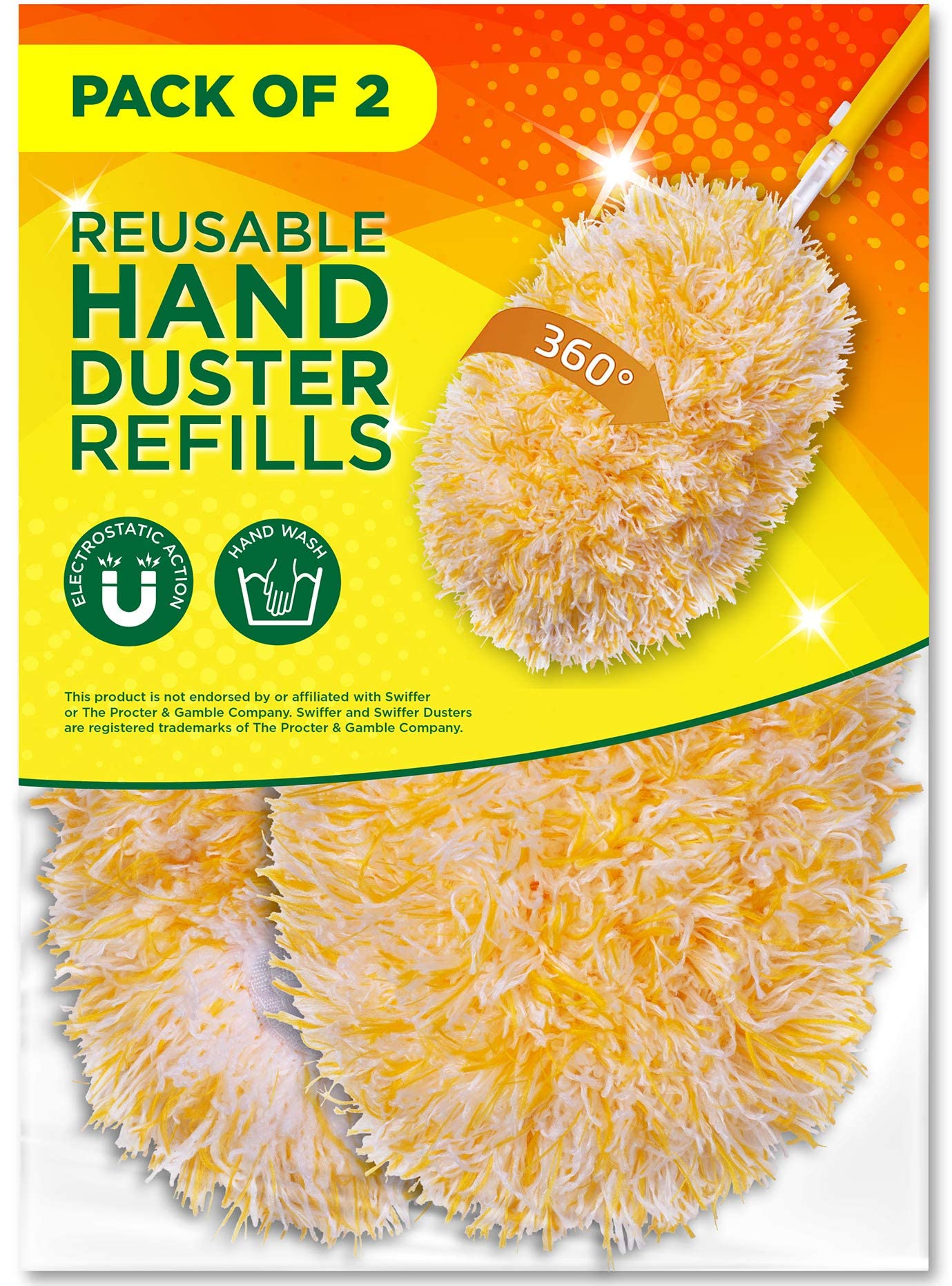 Millifiber Microfiber Reusable Refills For Swiffer Hand Duster, 360 Degree Dry Duster Heavy Duty Refills, 2-Pack (Handle Is Not