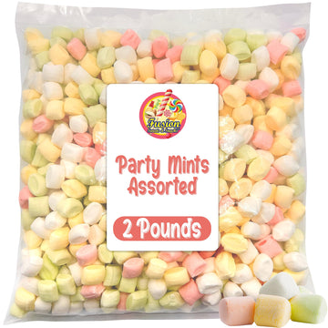 Party Mints Assorted - 2 Pound Bulk Bag Baby Shower Mint - After Dinner Mints- Colorful Delicious Pastel Colored Cube Candy Smoo