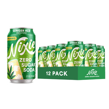 Nixie Organic Zero Sugar Soda, Ginger Ale, Non-GMO, Caffeine Free, 12oz Cans, 12 Pack