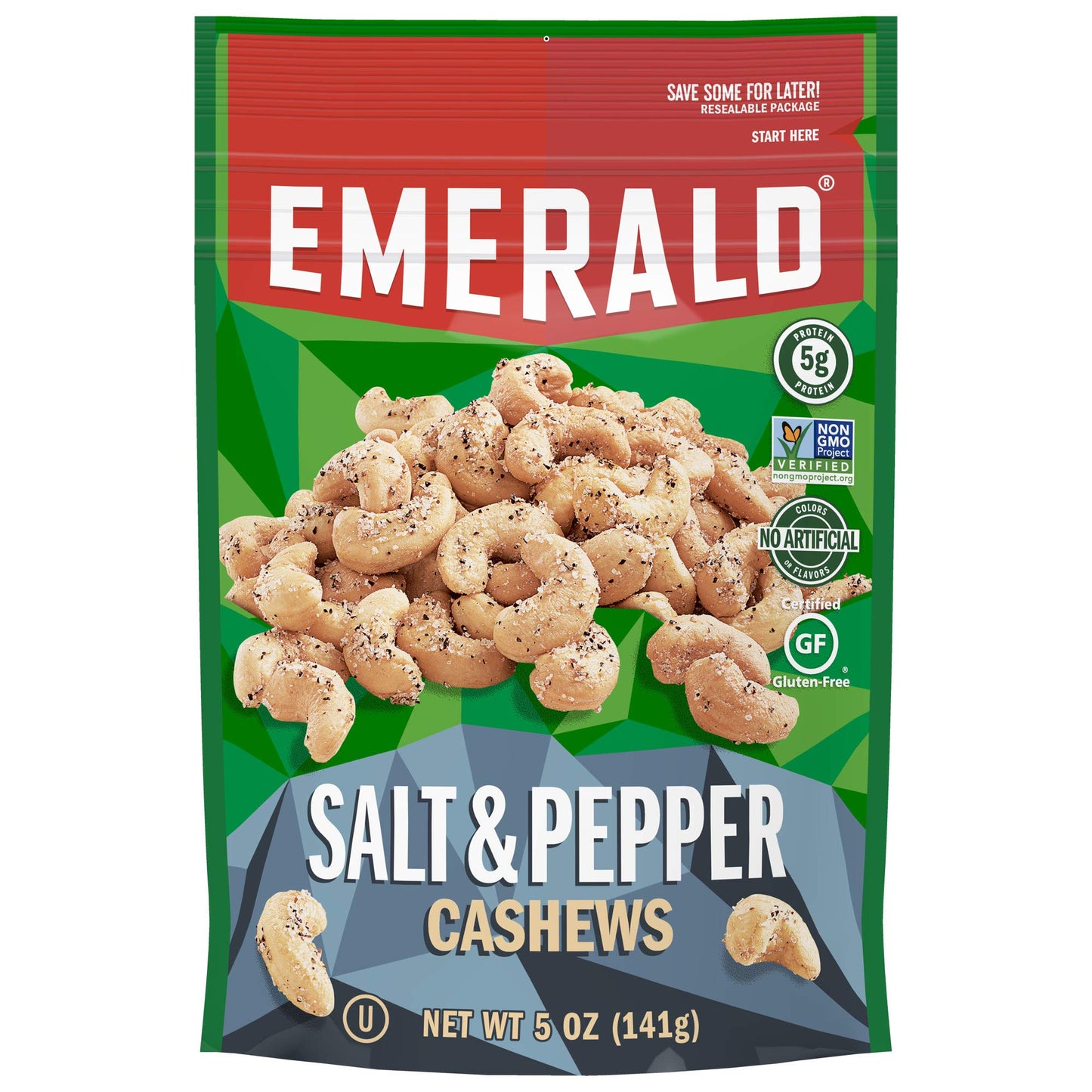 Emerald Salt & Pepper Cashews, (4 PACK),5 Ounces