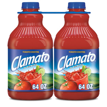 Clamato Original Tomato Cocktail 64 fl oz Bottle 2 Pack - Perfect Mixer for Michelada and Bloody Mary Drinks